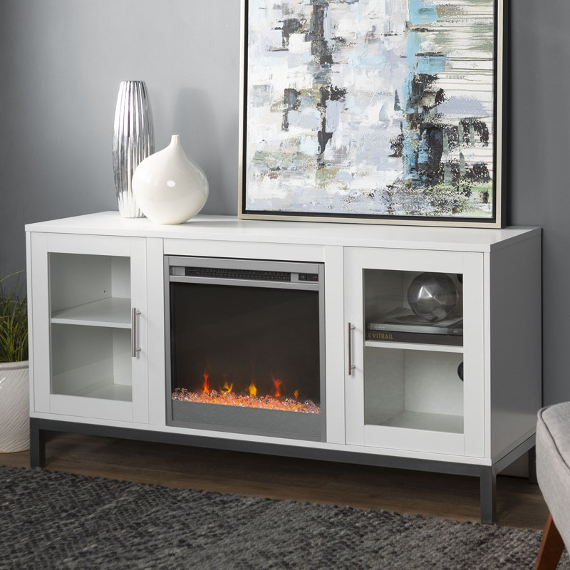 Fergerson 52" TV Stand with Electric Fireplace, White