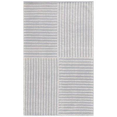 Deloera Hand Woven Wool/Cotton Striped Rug in Gray/Ivory