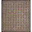 Square Room Size Antique Geometric American Folk Art Basket Weave Design Hooked Rug