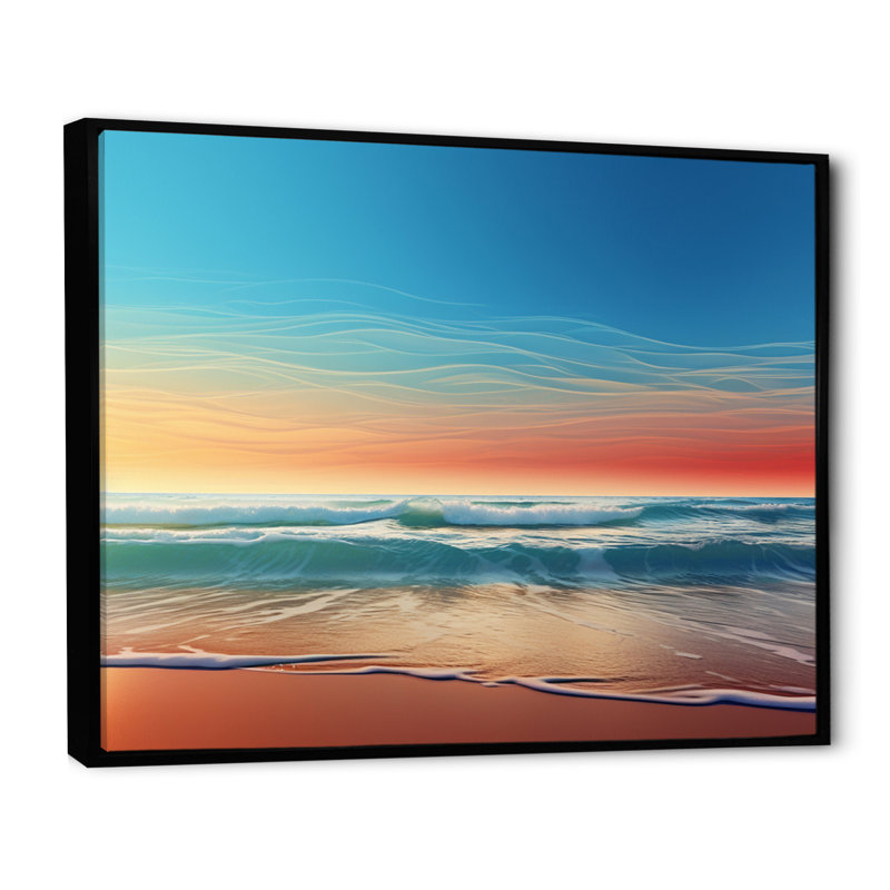"Coastal Minimalisme" Photo encadrée sur toile, H 16 po x l 32 po x P 1 po, Cadre flottant noir