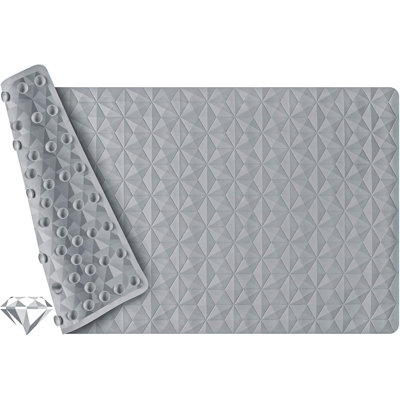 Tapis de bain antidérapant gris - Tapis de douche en caoutchouc naturel, 16 po x 28 po