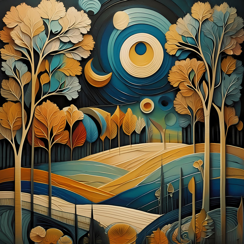 Blue Forest, 42" H x 42" W