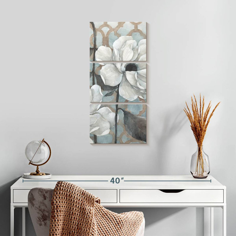 Coquelicots blancs, H 27 po x l 12 po