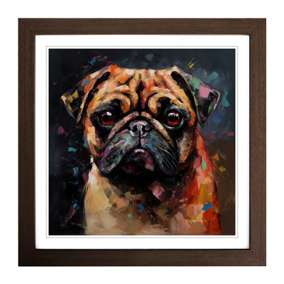 Pug Palette Knife - Single Picture Frame Print on Wood