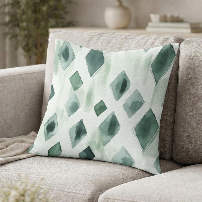 Coussin décoratif moderne Modern - Ikat Sage, H 20 po x l 20 po