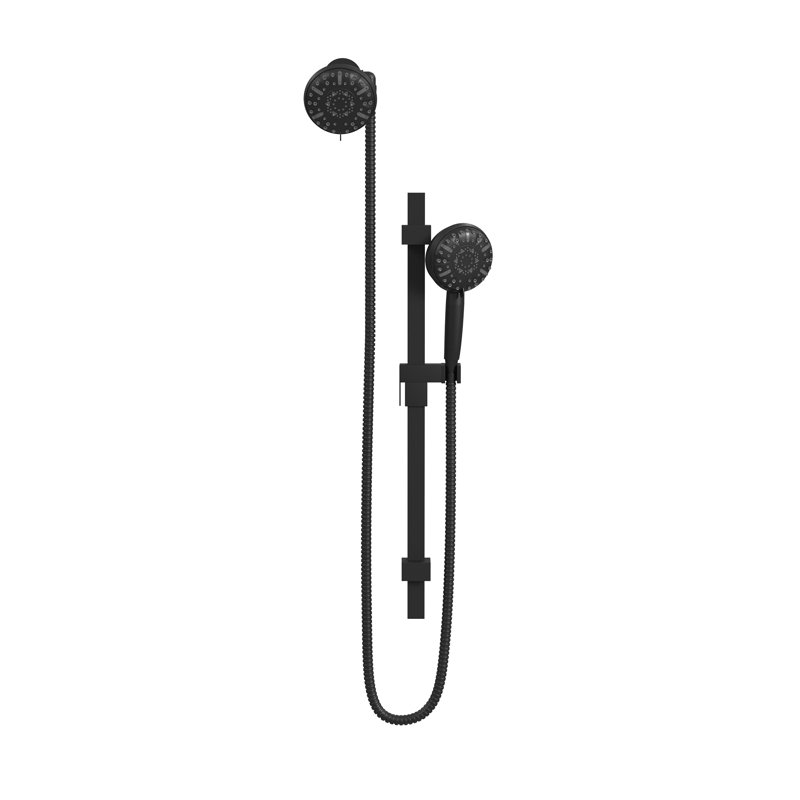 Retreat 4-in Multi-function Showerhead Shower System with Slide Bar and Multi-function Handshower 1.8 GPM, Matte Black