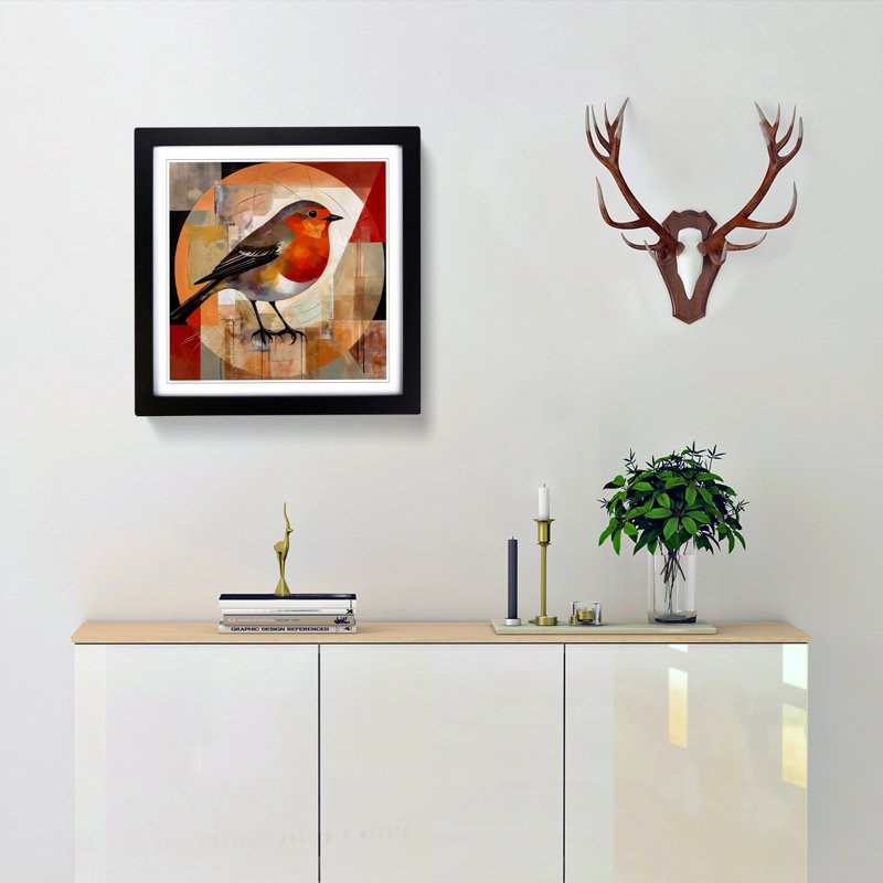 Robin Constructivism No.2 - Framed Print, Black