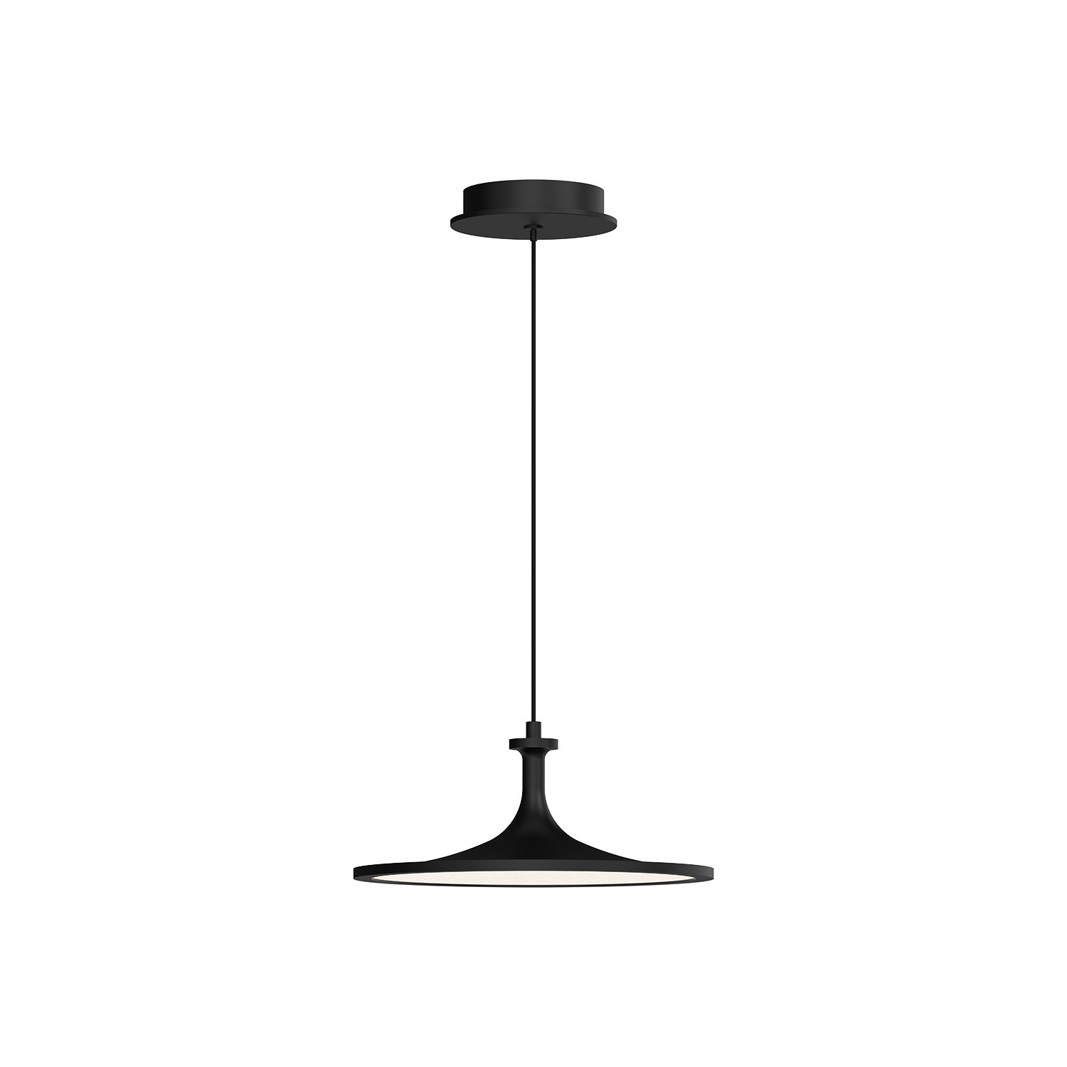 Daveney Single Light Dimmable LED Pendant, Matte Black, 5.25" H x 12" W x 12" D