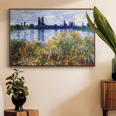 Impression sur toile, "Les quais de la rivière à Vétheuil" par Claude Monet