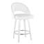 Tabouret de comptoir à hauteur fixe avec pivot en bois blanc et similicuir blanc avec repose-pieds rond chromé - 2 pièces-1358169571