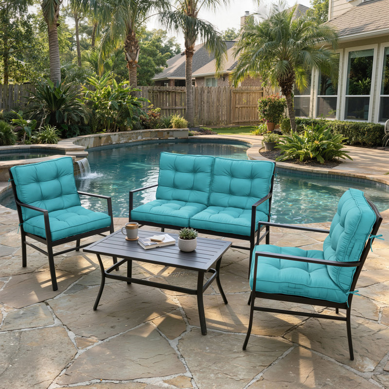 Anjelyka 20"W X 20"D Outdoor Cushions Indoor and Outdoor Seat/Back Cushion, Upgraded Filled Patio Chair Cushions, Lake Blue