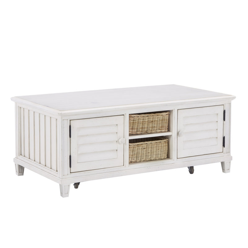 Table basse à 4 pieds avec rangement Belford, Antique White