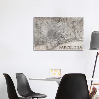 Map Barcelona - Wrapped Canvas Print