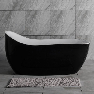 67" x 32" Air Bubble Freestanding Soaking Single Slipper Bathtub with Faucet