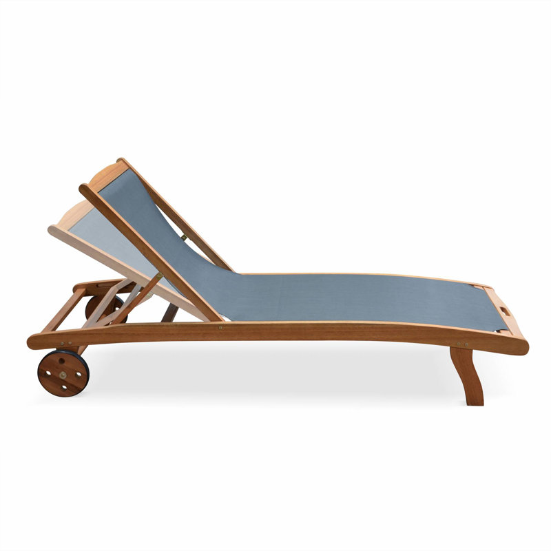 Oneal 196cm Long Reclining Eucalyptus Chaise Lounge Set