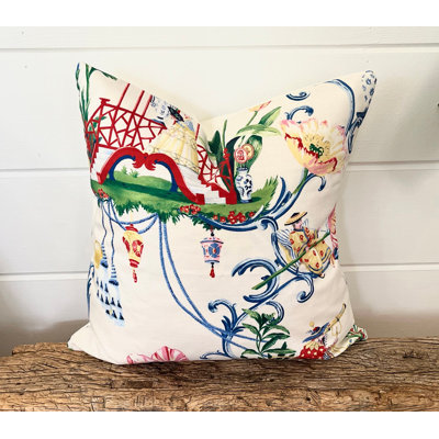 Beige Chinoiserie Toile Pillow Cover