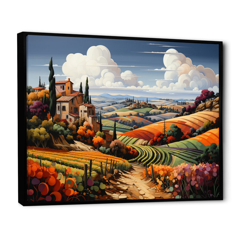 Italie, Toscane, vignobles I - Italie, impressions encadrées, H 12 po x l 20 po, Cadre flottant noir