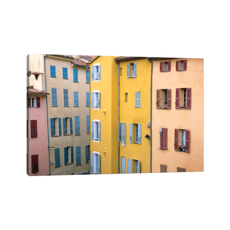 France, Provence, Grasse. Colorful Buildings. by Jaynes Gallery - Wrapped Canvas Gallery-Wrapped Canvas Giclée