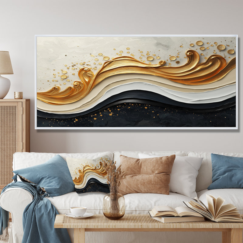 Impression sur toile transitionnelle Goldern, H 28 po x l 60 po, Impression encadrée flottante, Blanc