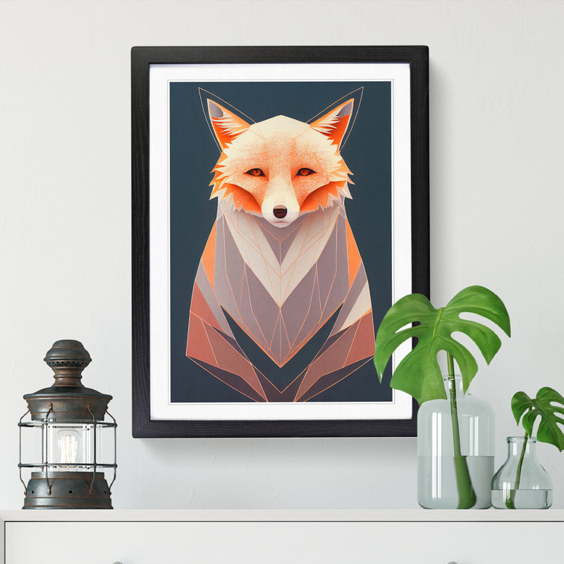FRM-V0523-1026X Fox Modern - Picture Frame Print, Black Framed, 64cm H x 46cm W x 2cm D
