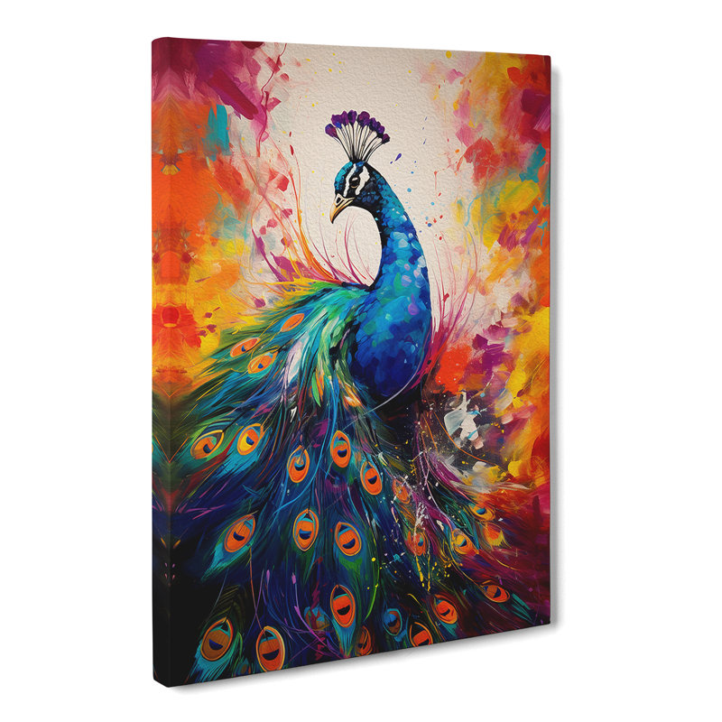Peacock Gestural No.2 - Wrapped Canvas, 76cm H x 50cm W x 3cm D