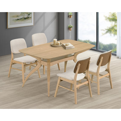 5-Piece Wood Dining Set with Upholstered Chairs