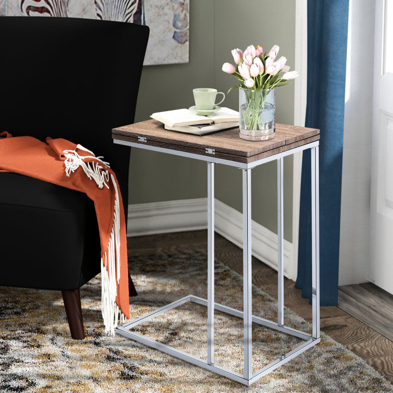 Chêne patiné et table d'appoint - plateau réglable pour diverses utilisations élégantes et décoratives, aspect rustique