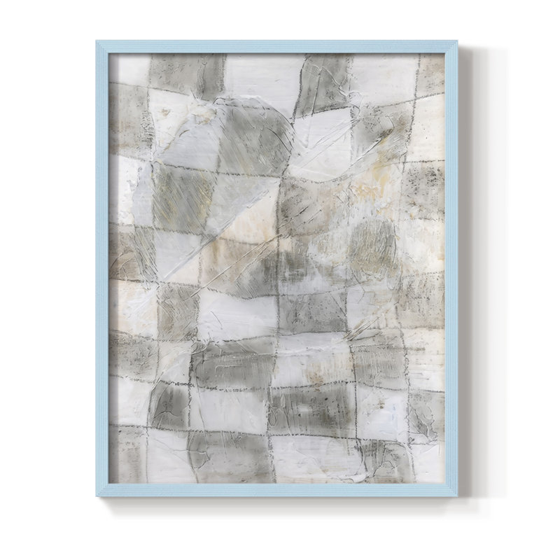 Rustic Textile I Framed Print - Solid Wood, Blue, 21" H x 17" W