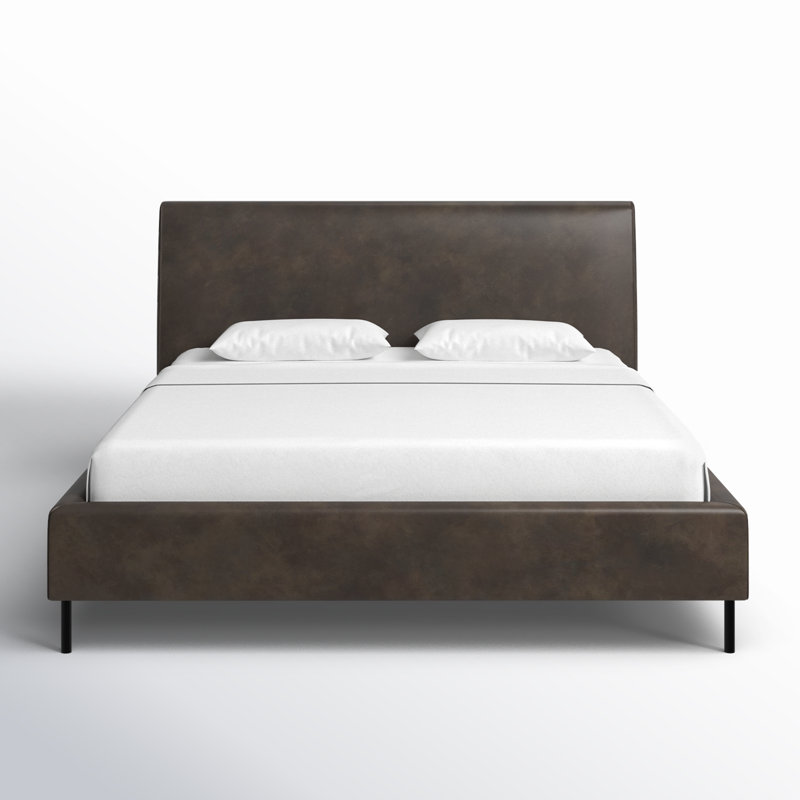 Naoma Vegan Leather Platform Bed, Gray, King