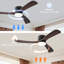 42" Solid Wood Ceiling Fan With Light-Flush Mount, Dc Motor (Dark Purple Walnut)-1976716402-1976716401