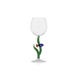 Marine Garden - Stemmed Glass Blue Fish W/Red Tail 11.8 Oz