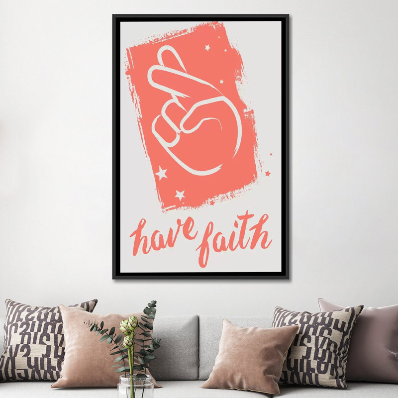 «Have Faith», reproduction d'impression sur toile, H 26 po x l 18 po x P 1,5 po, Toile avec cadre noir, Pas de tapis