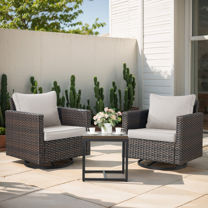 Nazime 2 Person Seating Group with Cushion, Beige, Brown