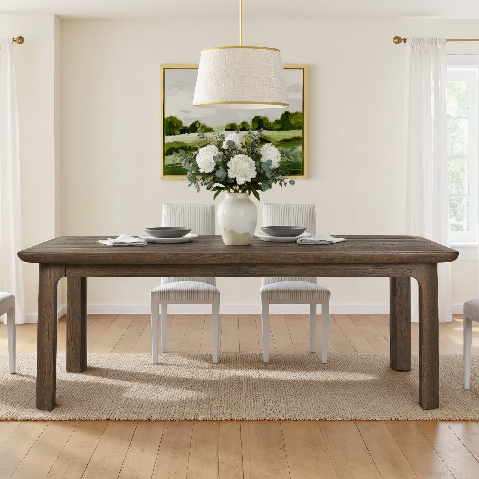 Modern 86'' Extendable Dining Table, Brown
