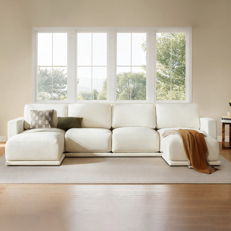 Canapé modulaire en lin de style italien 149,6 po Libbna, H 35,8 po x l 149,6 po x P 67,3 po