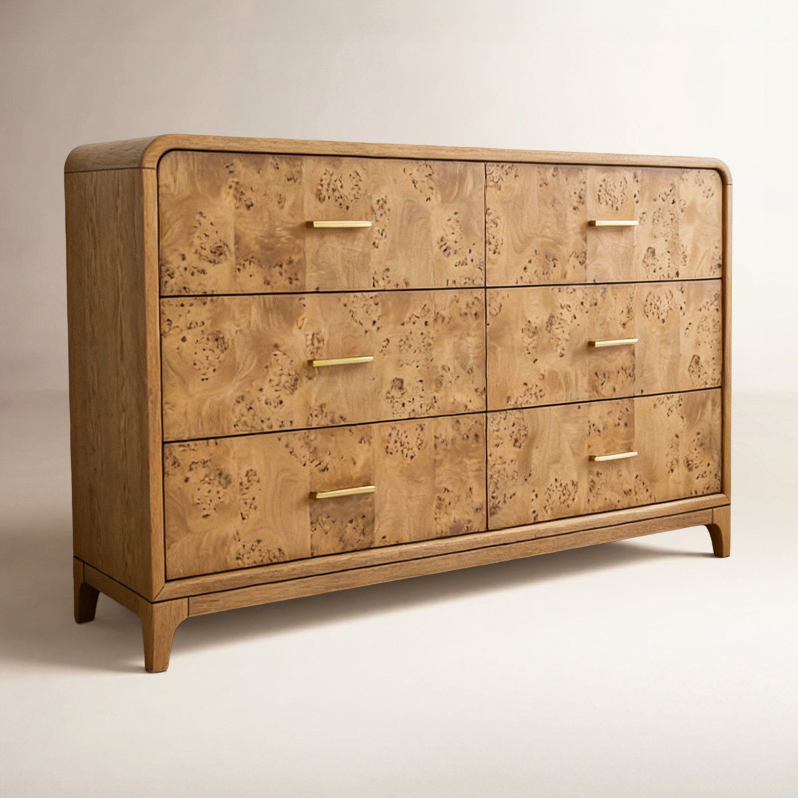 62" Burl Wood Double Dresser