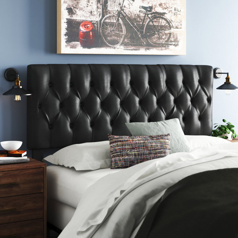 Sawtooth Upholstered Headboard, King, Black