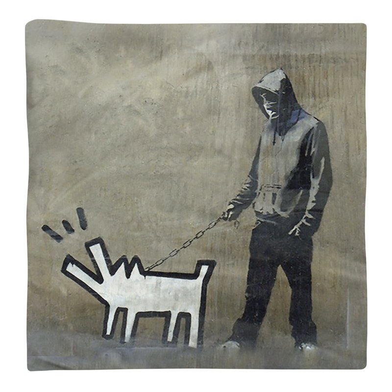 Banksy Graffiti No Pattern Square Napkin, 22" x 22", Cotton Twill