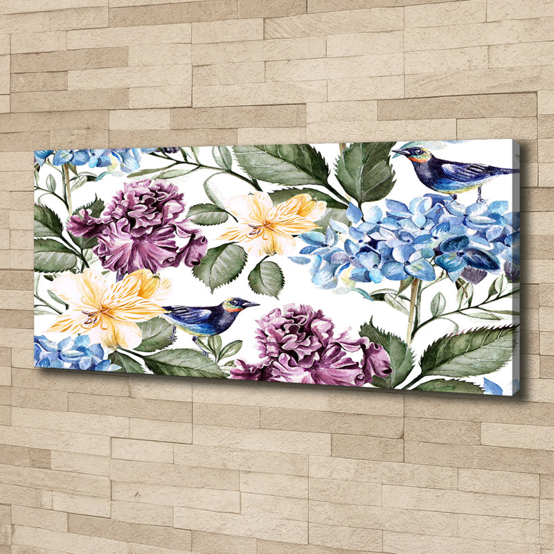 Flowers And Birds - Wrapped Canvas Print