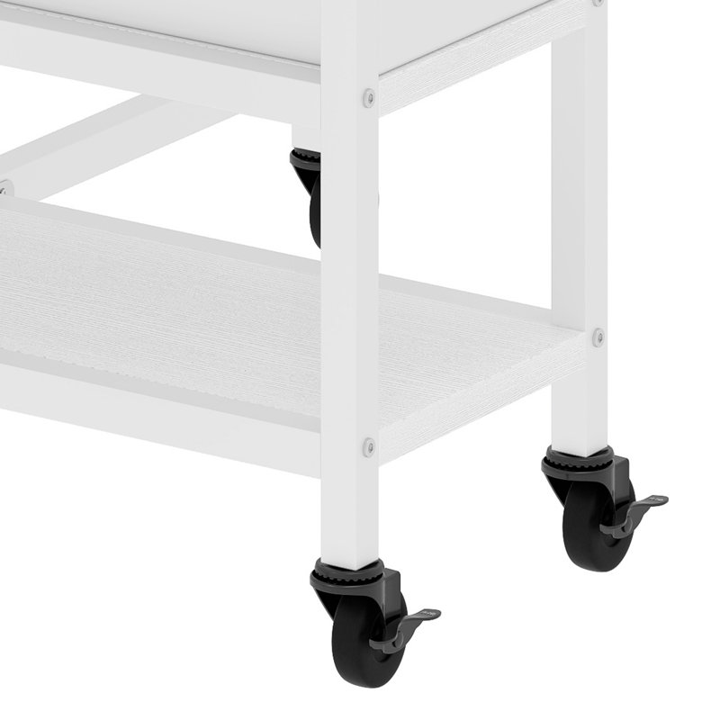  Folding Dining Table, Mobile Drop Leaf Table With 6 Wheels & Storage Drawers For Small Spaces, Kitchen, Dining Room, White