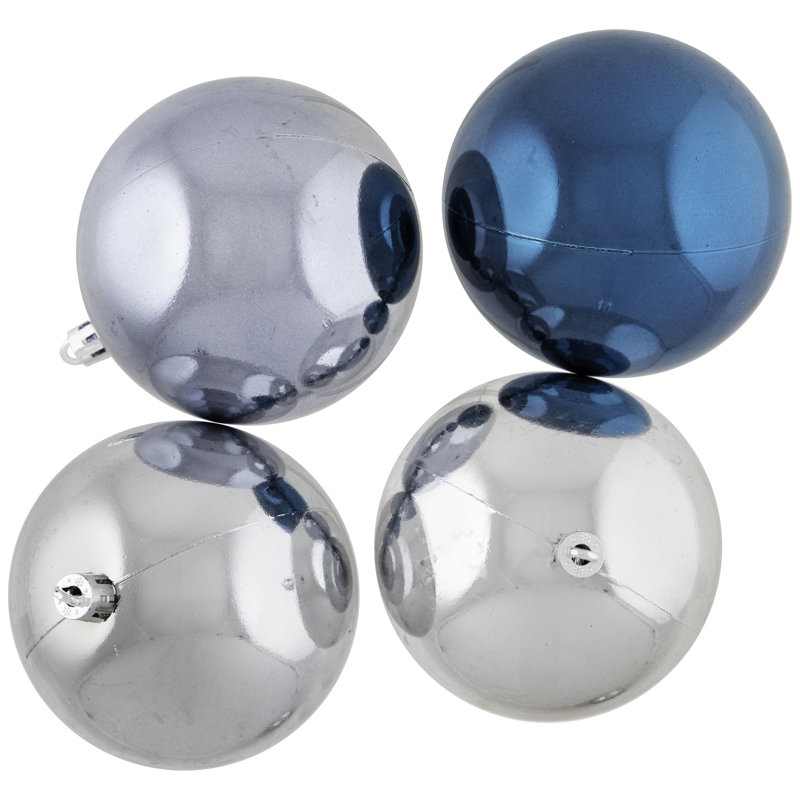 Boules de Noël incassables à 2 finitions, Bleu / denim / argent