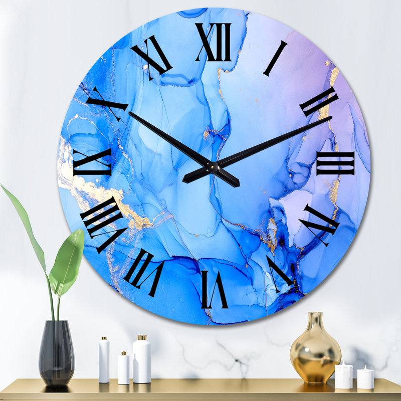 Horloge murale moderne mauve et bleue, Grand
