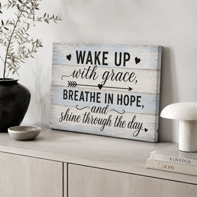 «Wake Up With Grace Hope», œuvre d'art de citation sur toile encadrée, impression sur toile encadrée