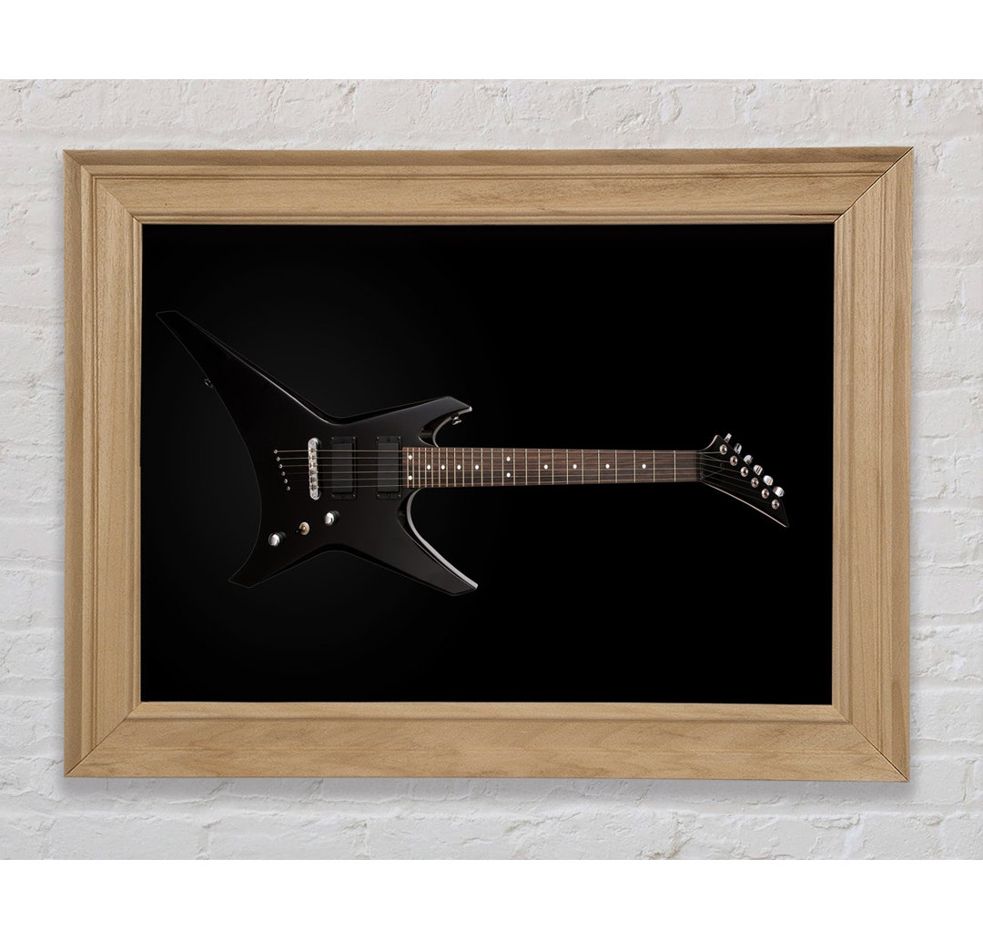 Rock And Roll Black Guitar - Einzelner Bilderrahmen Kunstdrucke