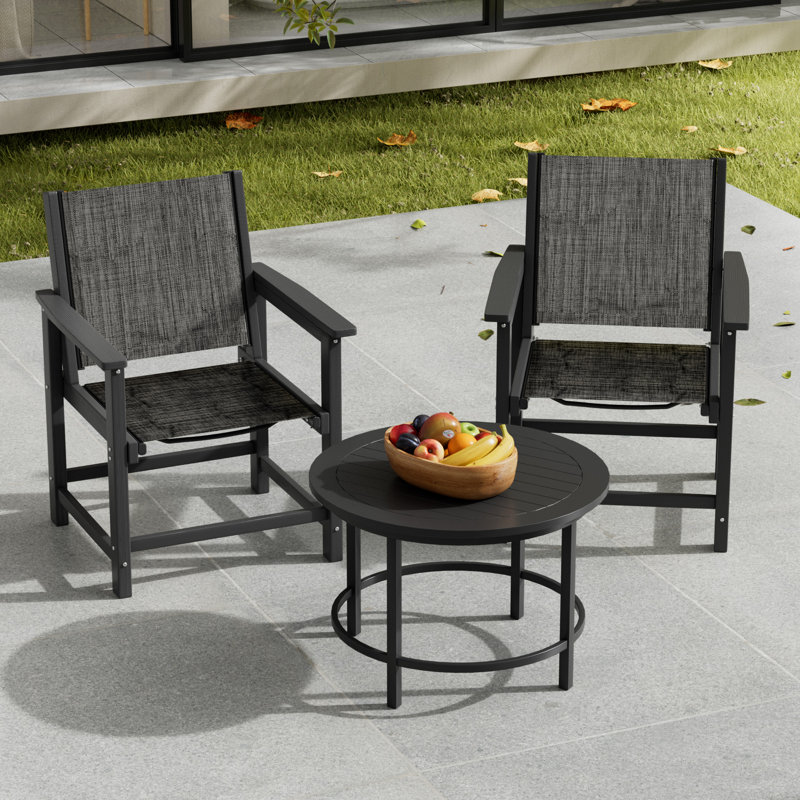 Ensemble de 2 chaises de salle à manger d'extérieur en PEHD - résistant aux intempéries, texture bois, utilisation toutes saisons
