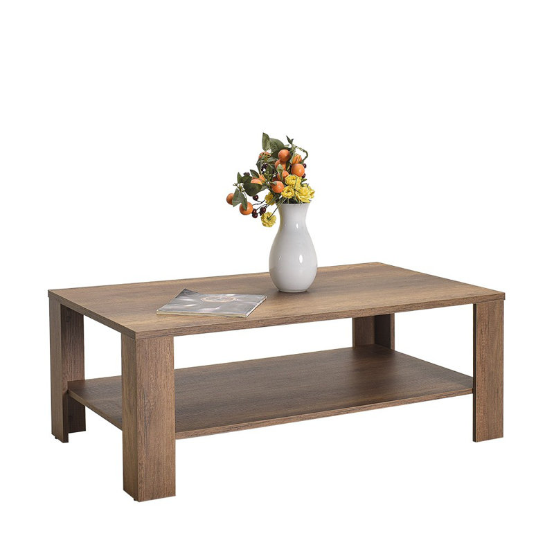 Stylish Walnut Coffee Table, 43.3 x 16.5 x 25.2 inches | 100% Melamine Coated Particle Board for Durability | Additional Storage Space | Ideal for Traditional Living Rooms, Elegant Design & Functionality