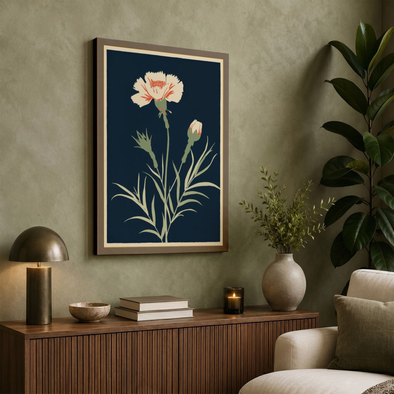 Classical Carnation Study Botanical - Wrapped Canvas, Black Border, 24x16 - 61.0 x 40.6 cm