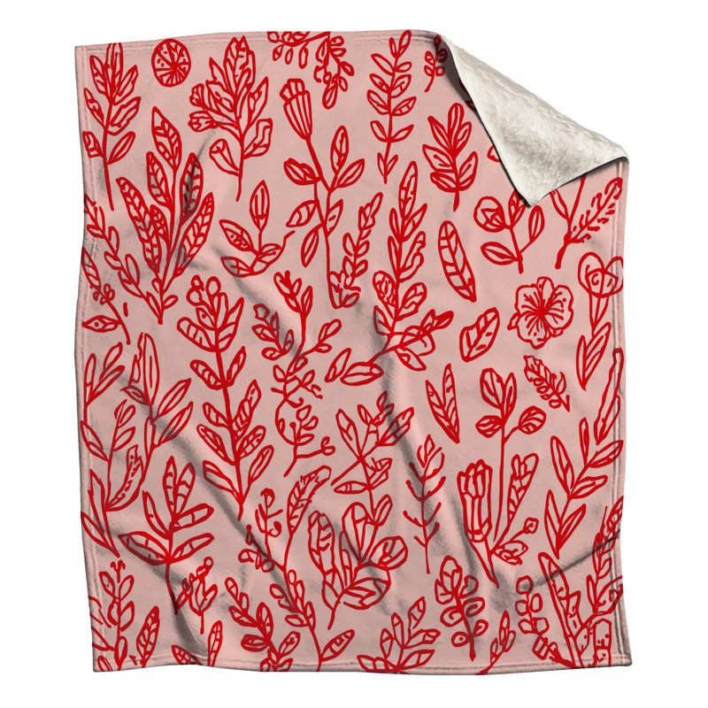 Couvertures d'art floral rouge, 60 po L x 80 po H