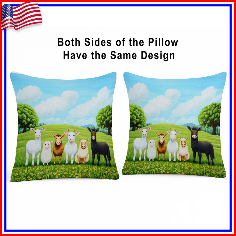Coussin Farm Farm, coussin double face animaux, 20 po x 20 po