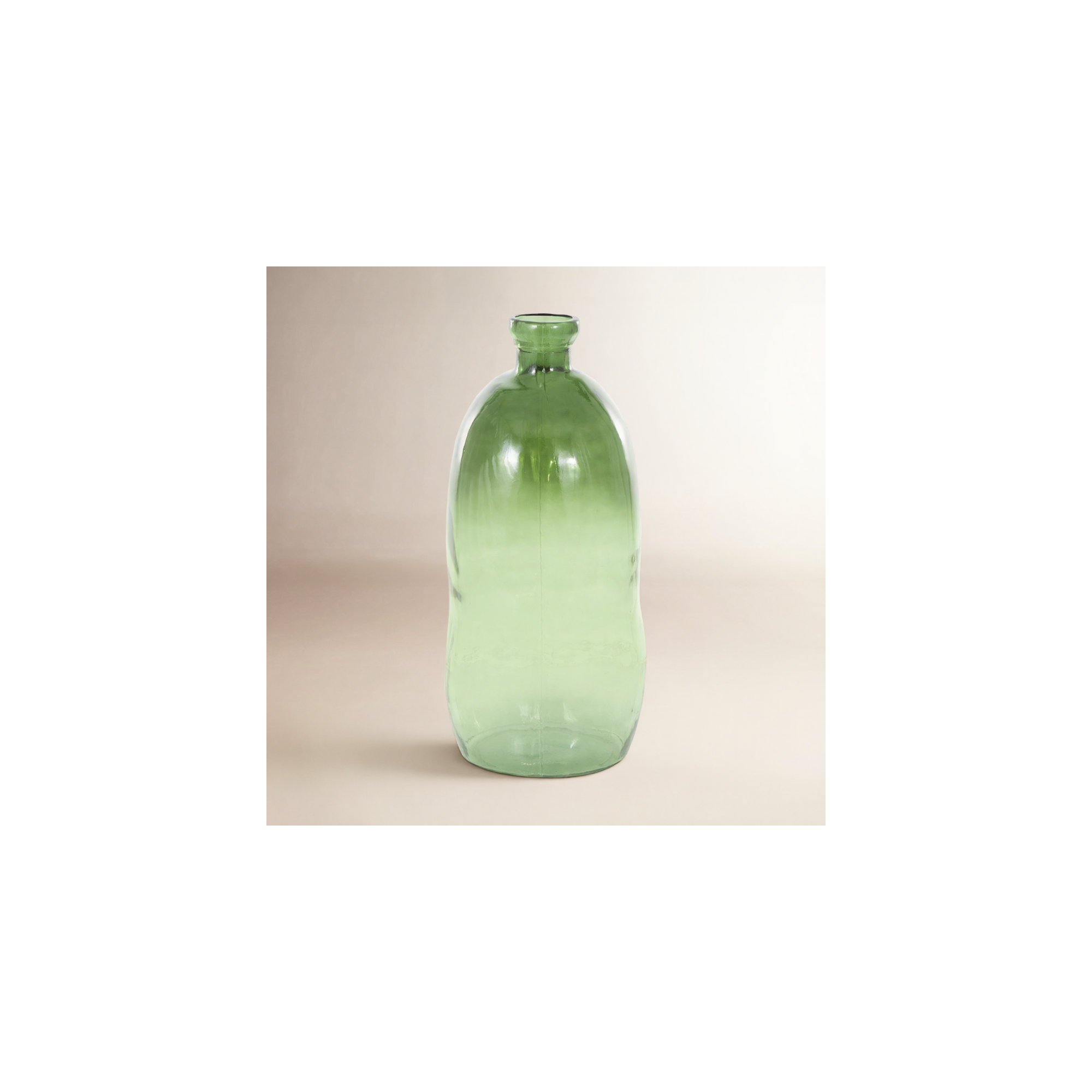 Dorival Recycled Glass Spanish Bottle Decorative Vase, Green, 29" H x 13.05" W x 13.4" D